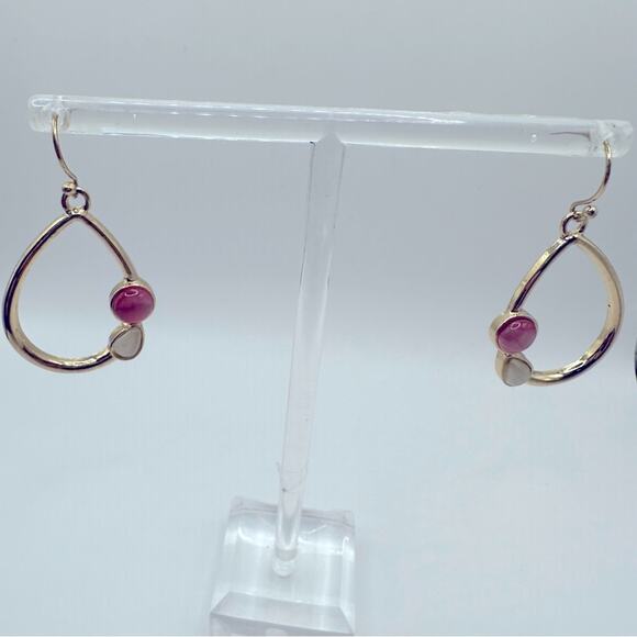 LIA SOPHIA Earrings Pierced Drop Dangle Gold Pink Beige Tan Summer Minimalist - Picture 2 of 6
